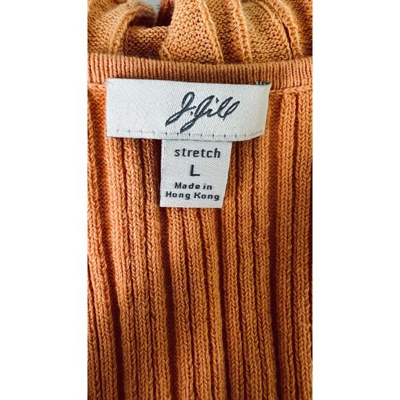 J. Jill Orange Ribbed Ruffle Edge Tee Top Blouse Large - Picture 13 of 16